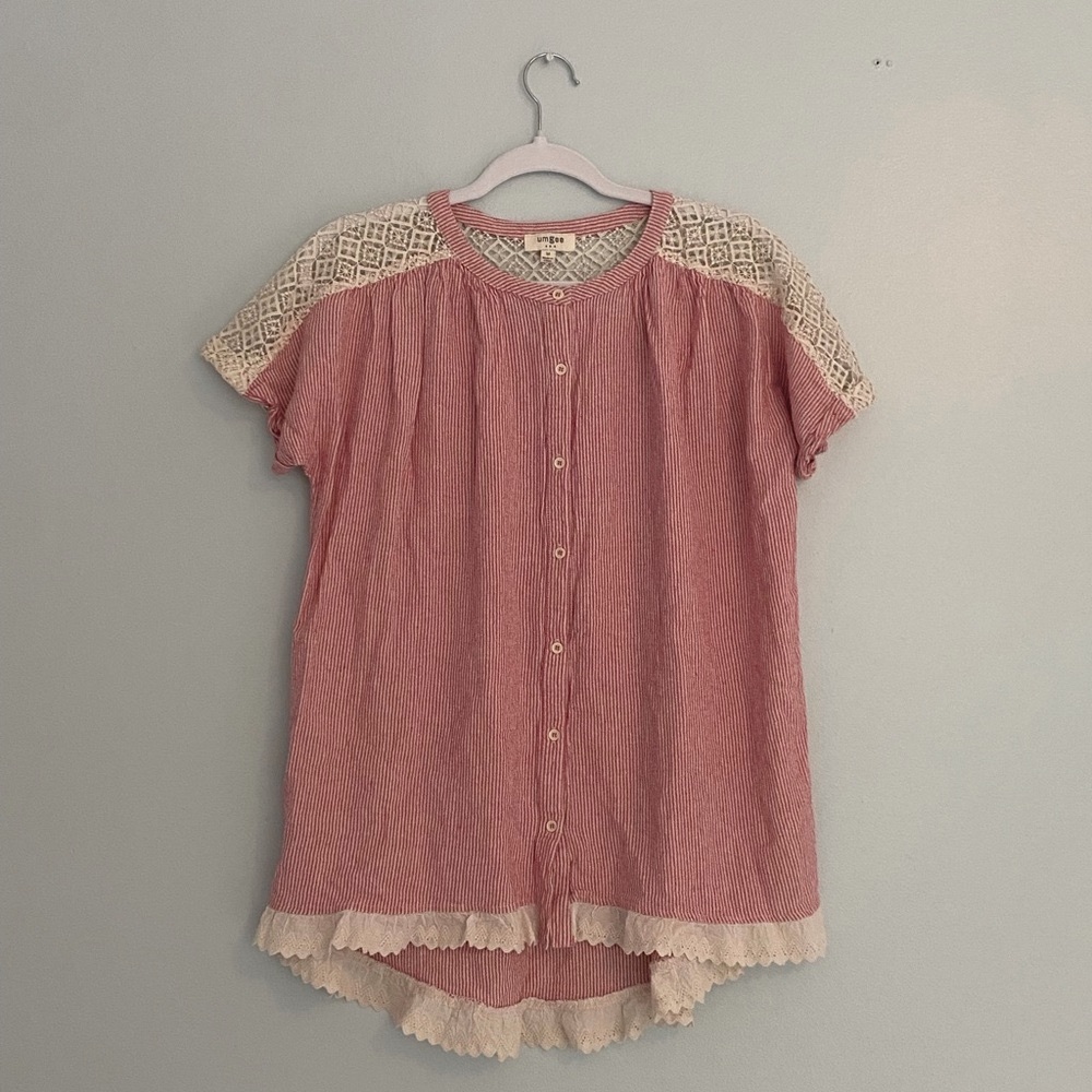 Umgee Pinstripe Button Down Top